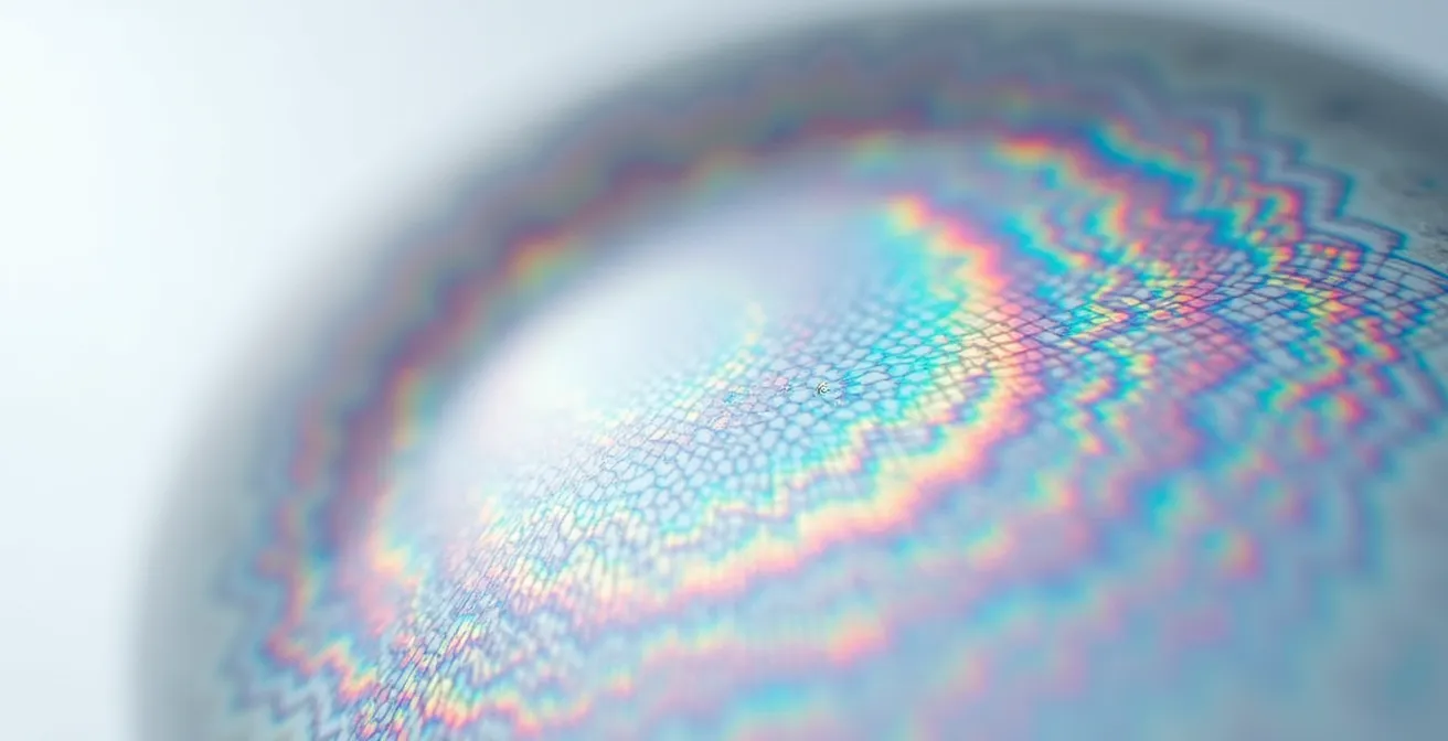 Macro view showing the peripheral distortion zones in progressive lenses