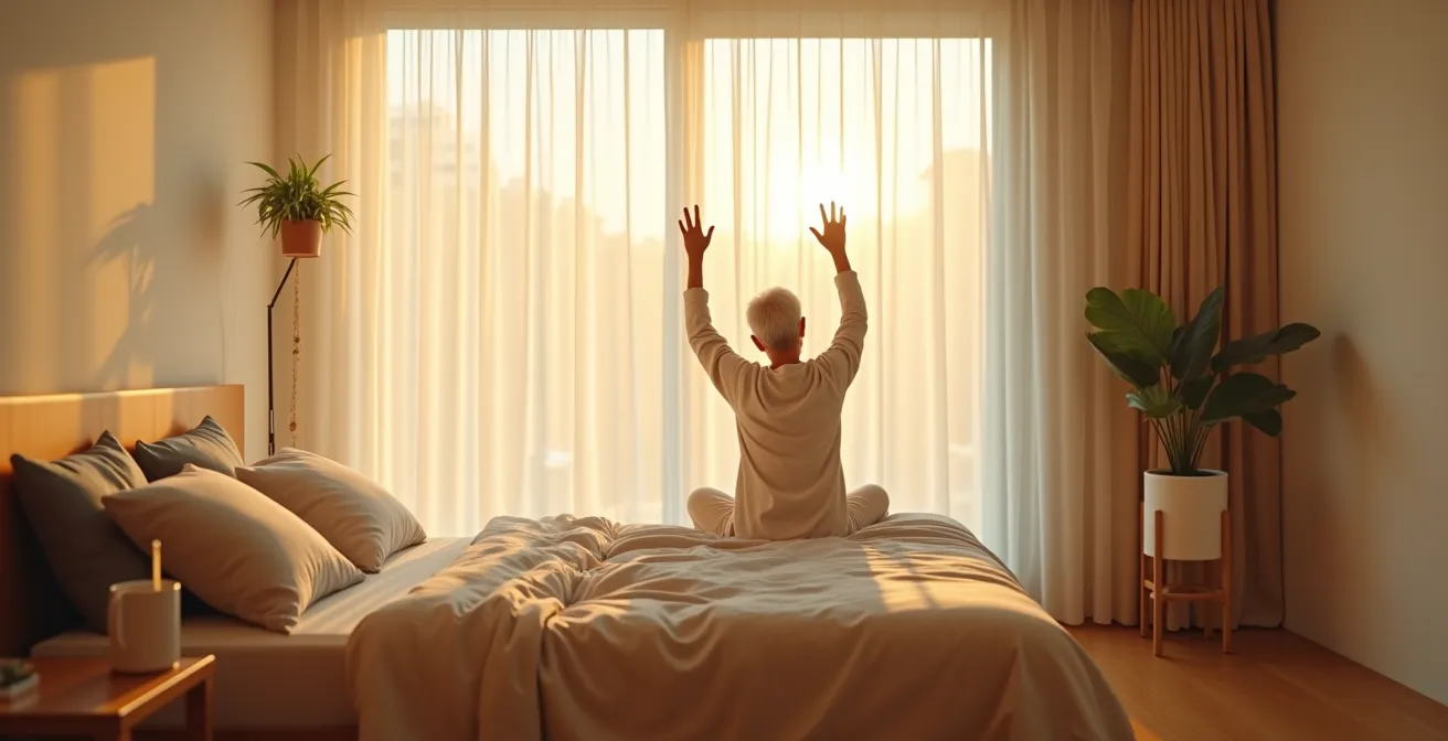 Senior checking morning wellness metrics to plan daily activities